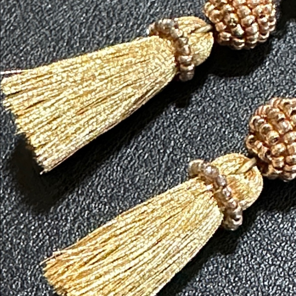 J Crew Metallic Gold Tone Tassel Post Earrings - Picture 4 of 12